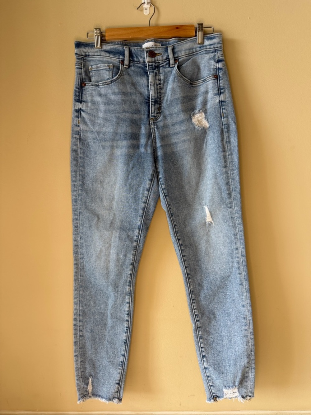LOFT high rise skinny ankle Light Wash Distressed Denim Jeans